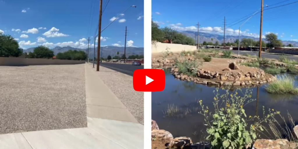Two photos of a landscape in Tucson.
